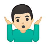 Man Shrugging Emoji with Light Skin Tone, Google style