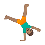 Man Cartwheeling Emoji with Medium Skin Tone, Google style