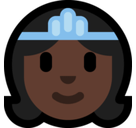 Princess Emoji with Dark Skin Tone, Microsoft style