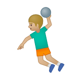 Man Playing Handball Emoji with Medium-Light Skin Tone, Google style