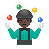 Man Juggling Emoji with Dark Skin Tone, Google style