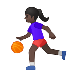 Woman Bouncing Ball Emoji with Dark Skin Tone, Google style