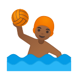 Man Playing Water Polo Emoji with Medium-Dark Skin Tone, Google style