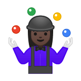 Woman Juggling Emoji with Dark Skin Tone, Google style