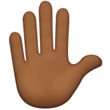 Raised Hand Emoji with Medium-Dark Skin Tone, Apple style