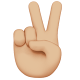 Victory Hand Emoji with Medium-Light Skin Tone, Apple style