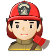 Man Firefighter Emoji with Light Skin Tone, Samsung style