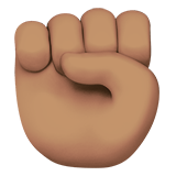 Raised Fist Emoji with Medium Skin Tone, Apple style