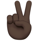Victory Hand Emoji with Dark Skin Tone, Apple style