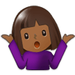 Person Shrugging Emoji with Medium-Dark Skin Tone, Samsung style