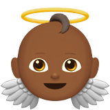 Baby Angel Emoji with Medium-Dark Skin Tone, Apple style
