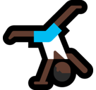 Man Cartwheeling Emoji with Dark Skin Tone, Microsoft style
