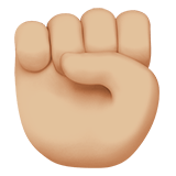 Raised Fist Emoji with Medium-Light Skin Tone, Apple style