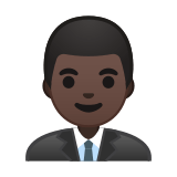 Man Office Worker Emoji with Dark Skin Tone, Google style
