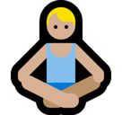 Man in Lotus Position Emoji with Medium-Light Skin Tone, Microsoft style