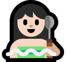 Woman in Steamy Room Emoji with Light Skin Tone, Microsoft style