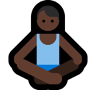 Man in Lotus Position Emoji with Dark Skin Tone, Microsoft style