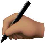 Writing Hand Emoji with Medium Skin Tone, Apple style