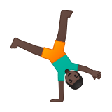 Man Cartwheeling Emoji with Dark Skin Tone, Google style