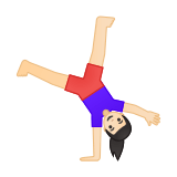 Woman Cartwheeling Emoji with Light Skin Tone, Google style
