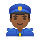 Man Police Officer Emoji with Medium-Dark Skin Tone, Google style