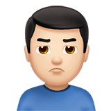 Man Pouting Emoji with Light Skin Tone, Apple style