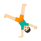 Man Cartwheeling Emoji with Light Skin Tone, Google style