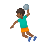 Man Playing Handball Emoji with Medium-Dark Skin Tone, Google style