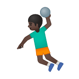 Man Playing Handball Emoji with Dark Skin Tone, Google style