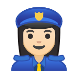 Woman Police Officer Emoji with Light Skin Tone, Google style