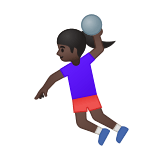 Woman Playing Handball Emoji with Dark Skin Tone, Google style