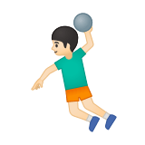 Man Playing Handball Emoji with Light Skin Tone, Google style