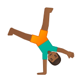 Man Cartwheeling Emoji with Medium-Dark Skin Tone, Google style