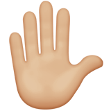 Raised Hand Emoji with Medium-Light Skin Tone, Apple style