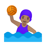 Woman Playing Water Polo Emoji with Medium Skin Tone, Google style