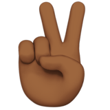 Victory Hand Emoji with Medium-Dark Skin Tone, Apple style