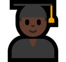 Man Student Emoji with Dark Skin Tone, Microsoft style