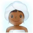 Woman in Steamy Room Emoji with Medium-Dark Skin Tone, Samsung style