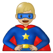 Man Superhero Emoji with Medium-Light Skin Tone, Samsung style