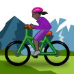 Woman Mountain Biking Emoji with Dark Skin Tone, Samsung style