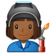 Woman Factory Worker Emoji with Medium-Dark Skin Tone, Samsung style