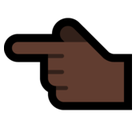 Backhand Index Pointing Left Emoji with Dark Skin Tone, Microsoft style