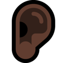 Ear Emoji with Dark Skin Tone, Microsoft style