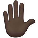 Raised Hand Emoji with Dark Skin Tone, Apple style