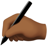 Writing Hand Emoji with Medium-Dark Skin Tone, Apple style