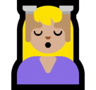 Woman Getting Massage Emoji with Medium-Light Skin Tone, Microsoft style
