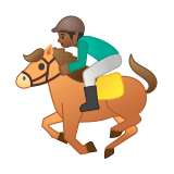 Horse Racing Emoji with Medium-Dark Skin Tone, Google style