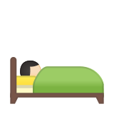 Person in Bed Emoji with Light Skin Tone, Google style