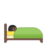 Person in Bed Emoji with Dark Skin Tone, Google style