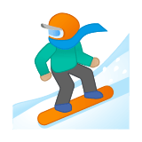 Snowboarder Emoji with Medium-Light Skin Tone, Google style